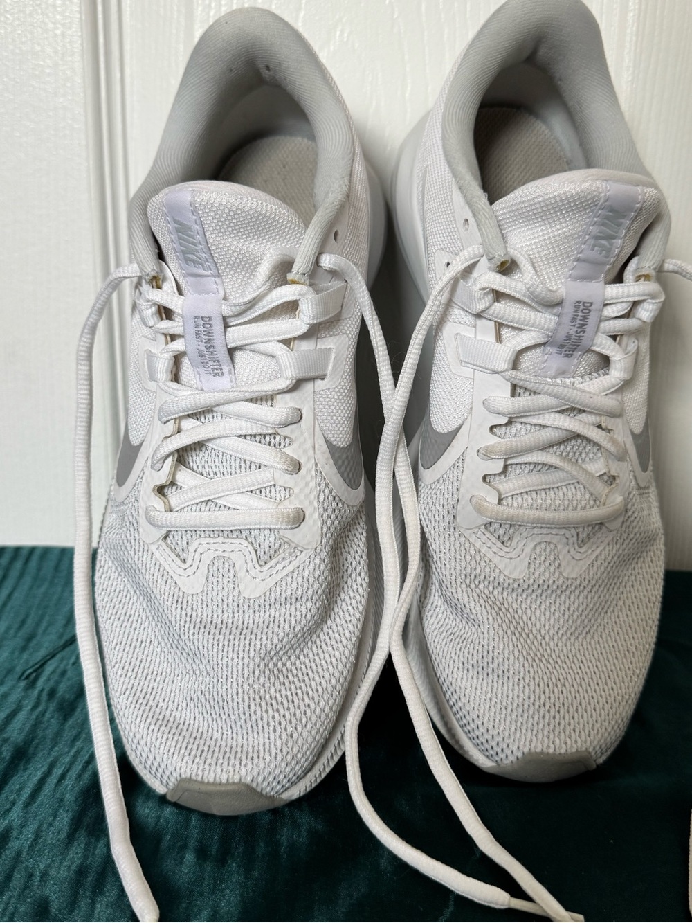 Nike Downshifter White Running Sneakers, 7.5
